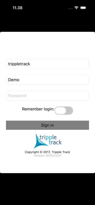 Webfleet - Trippletrack-appen: Log ind